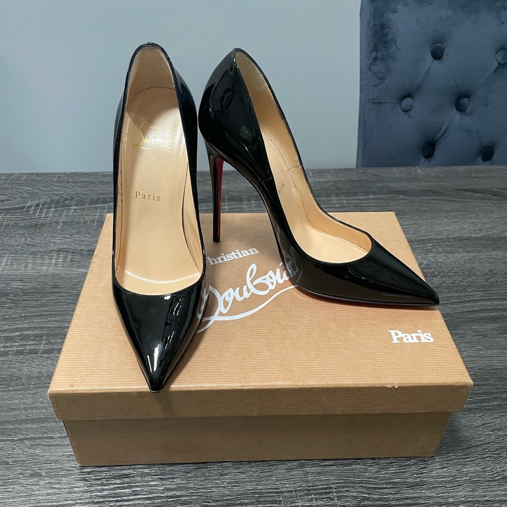 CHRISTIAN Louboutin so kate black pumps size 37.5 / 7 1/2